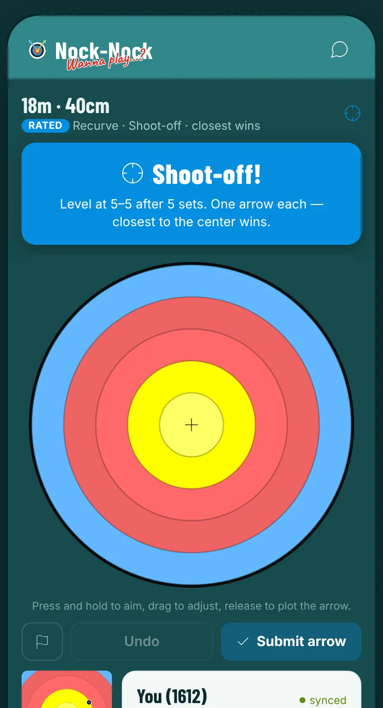 The shoot-off banner above the target